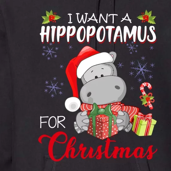 Christmas I Want A Hippopotamus For Xmas Hippo For Kids Gift Premium Hoodie