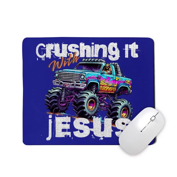 Crushing It With Jesus Christian Monster Truck Jesus Mousepad