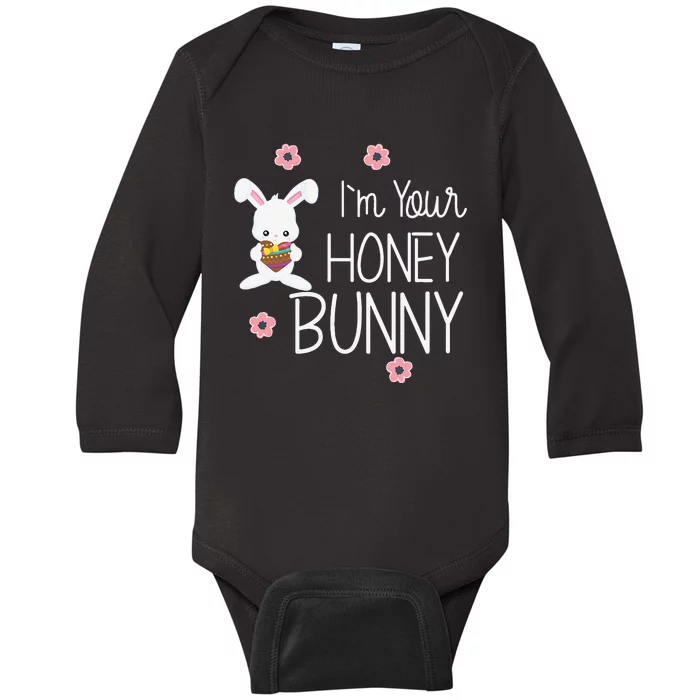 Cute I'm Your Honey Bunny Easter Love Rabbit Baby Long Sleeve Bodysuit