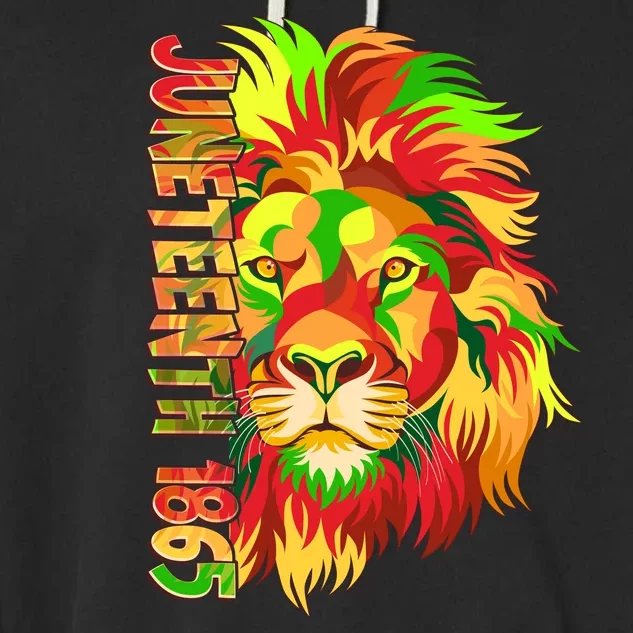 Cool Juneteenth 1865 Lion Head Face Garment-Dyed Fleece Hoodie