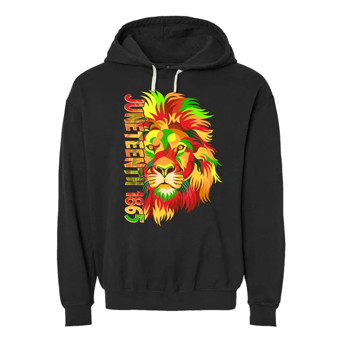 Cool Juneteenth 1865 Lion Head Face Garment-Dyed Fleece Hoodie