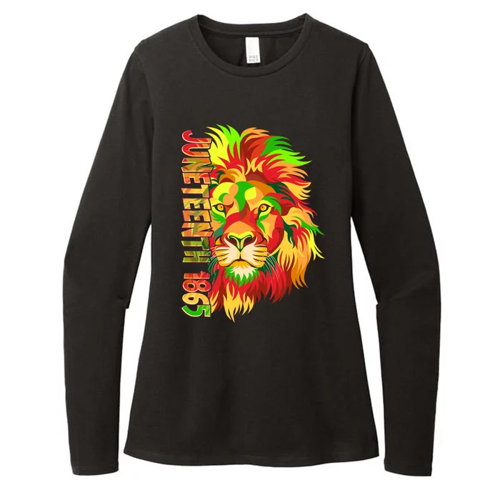 Cool Juneteenth 1865 Lion Head Face Womens CVC Long Sleeve Shirt