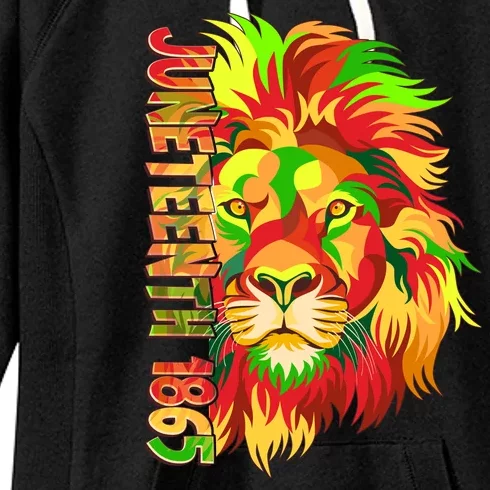 Cool Juneteenth 1865 Lion Head Face Women's Fleece Hoodie