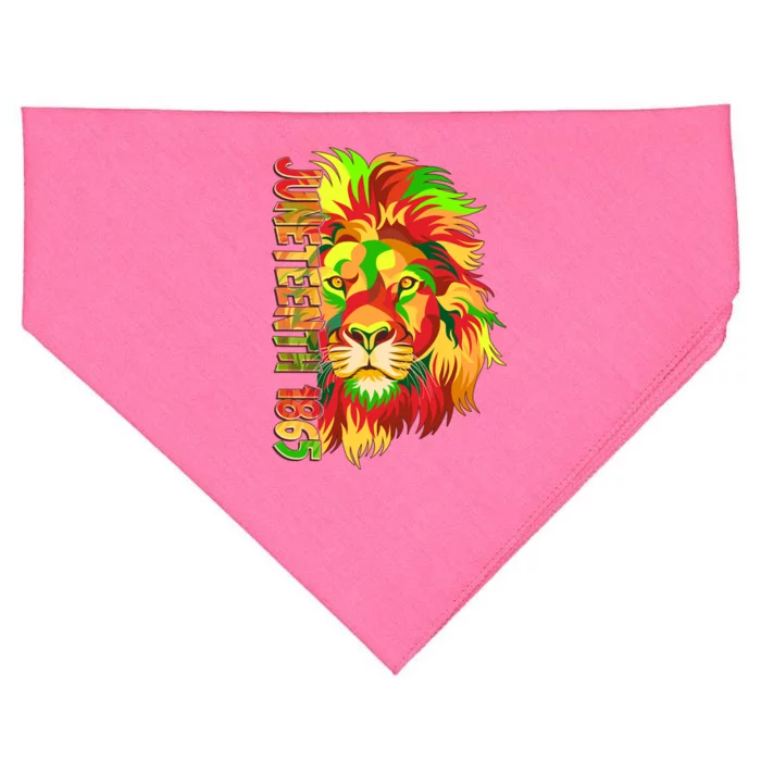 Cool Juneteenth 1865 Lion Head Face USA-Made Doggie Bandana