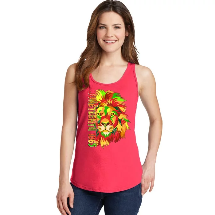 Cool Juneteenth 1865 Lion Head Face Ladies Essential Tank