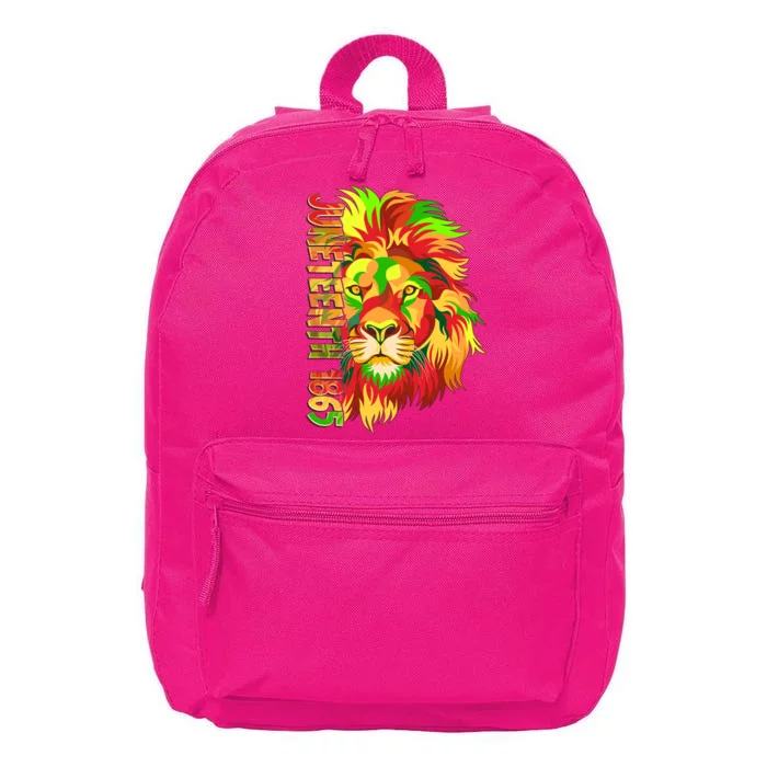 Cool Juneteenth 1865 Lion Head Face 16 in Basic Backpack