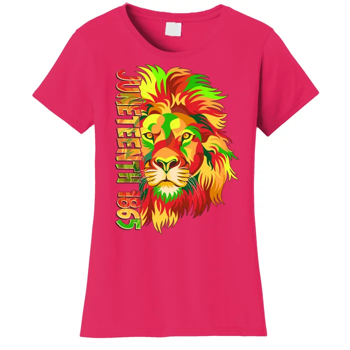 Cool Juneteenth 1865 Lion Head Face Women's T-Shirt