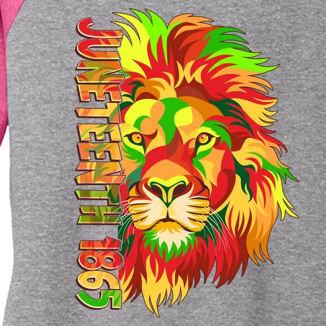 Cool Juneteenth 1865 Lion Head Face Women's Tri-Blend 3/4-Sleeve Raglan Shirt