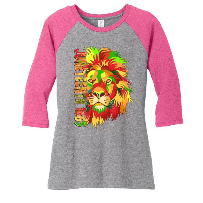 Cool Juneteenth 1865 Lion Head Face Women's Tri-Blend 3/4-Sleeve Raglan Shirt