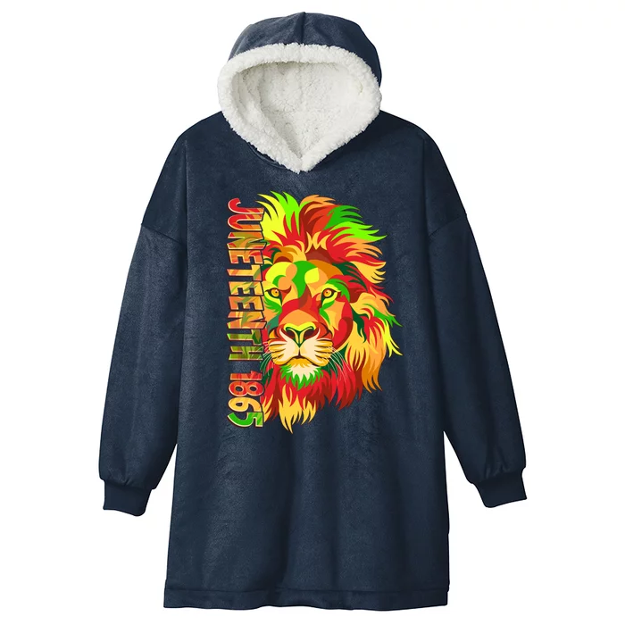 Cool Juneteenth 1865 Lion Head Face Hooded Wearable Blanket