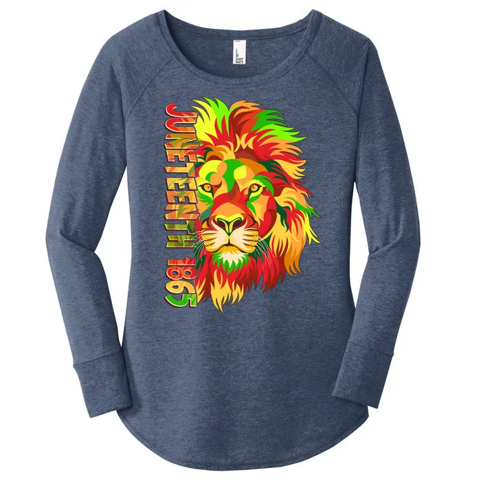 Cool Juneteenth 1865 Lion Head Face Women's Perfect Tri Tunic Long Sleeve Shirt