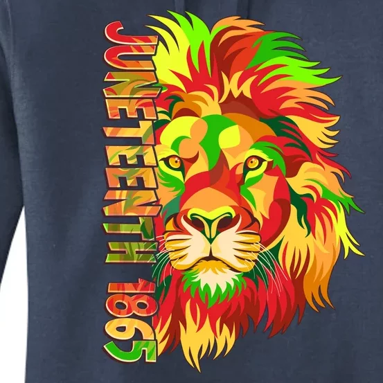 Cool Juneteenth 1865 Lion Head Face Women's Pullover Hoodie