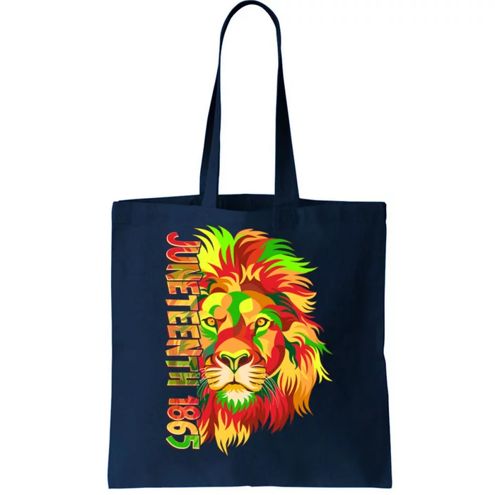 Cool Juneteenth 1865 Lion Head Face Tote Bag