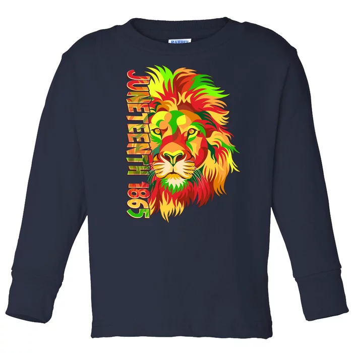 Cool Juneteenth 1865 Lion Head Face Toddler Long Sleeve Shirt