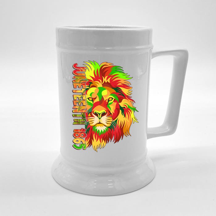 Cool Juneteenth 1865 Lion Head Face Front & Back Beer Stein