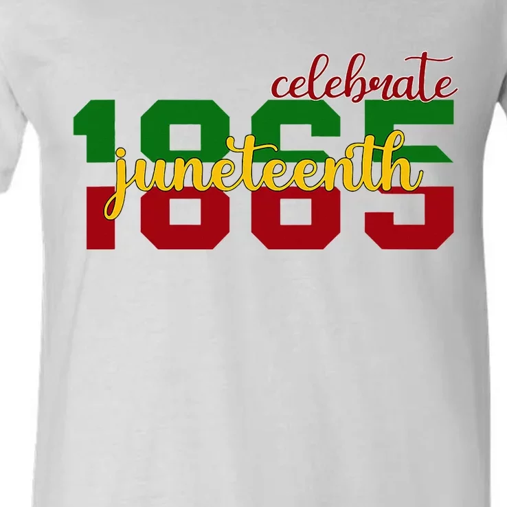 Celebrate Juneteenth 1865 Black History Month Afro V-Neck T-Shirt