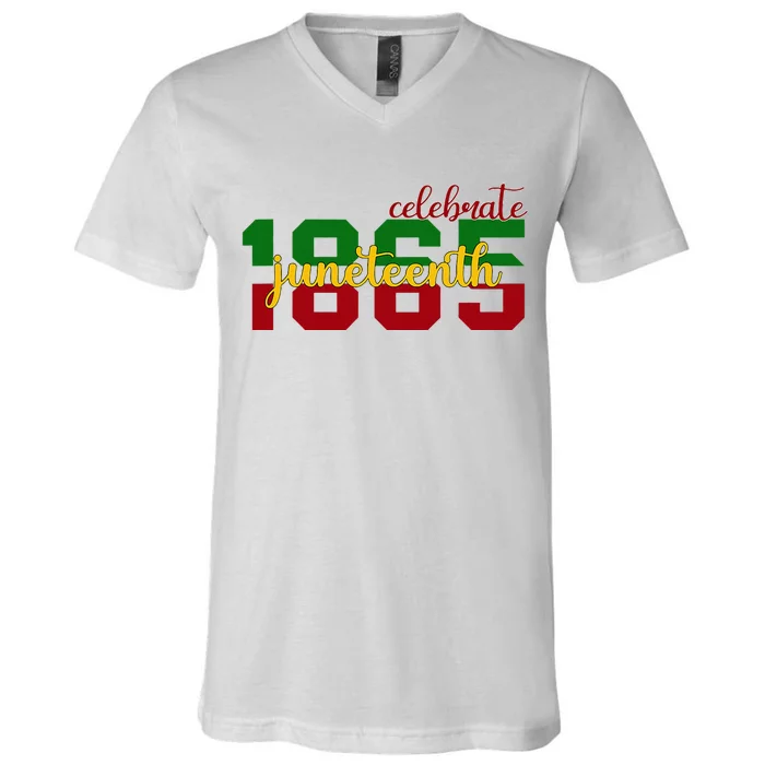 Celebrate Juneteenth 1865 Black History Month Afro V-Neck T-Shirt