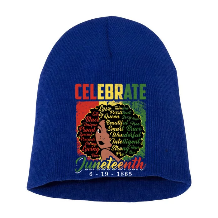 Celebrate Juneteenth 1865 Black History Month Afro Gift Short Acrylic Beanie