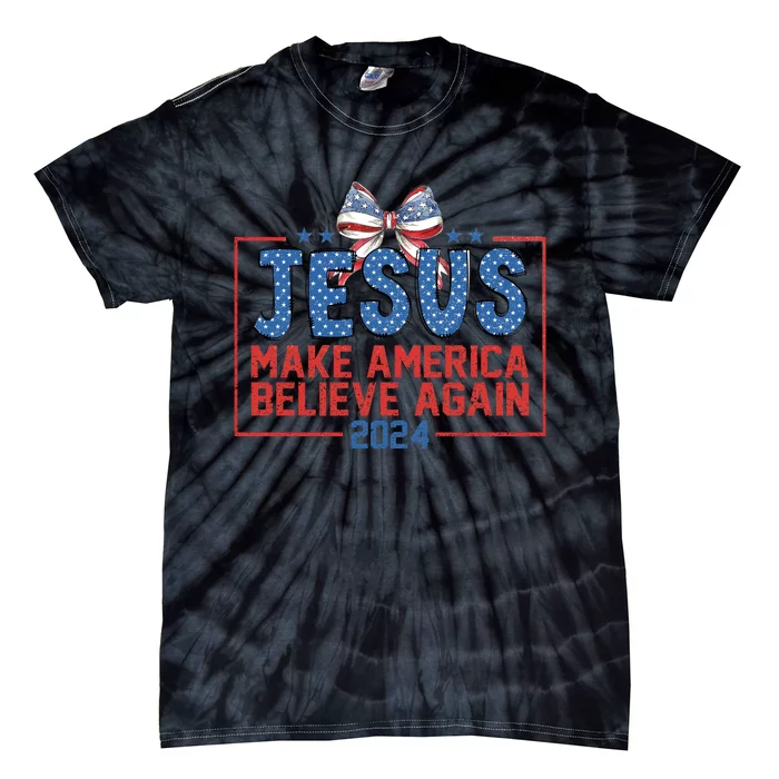 Coquette Jesus 2024 Christian 4th Of July Tie-Dye T-Shirt