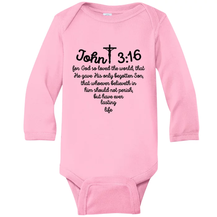 Christian John 316 For God So Loved The World Jesus Baby Long Sleeve Bodysuit