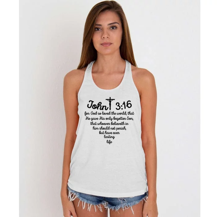 Christian John 316 For God So Loved The World Jesus Women's Knotted Racerback Tank