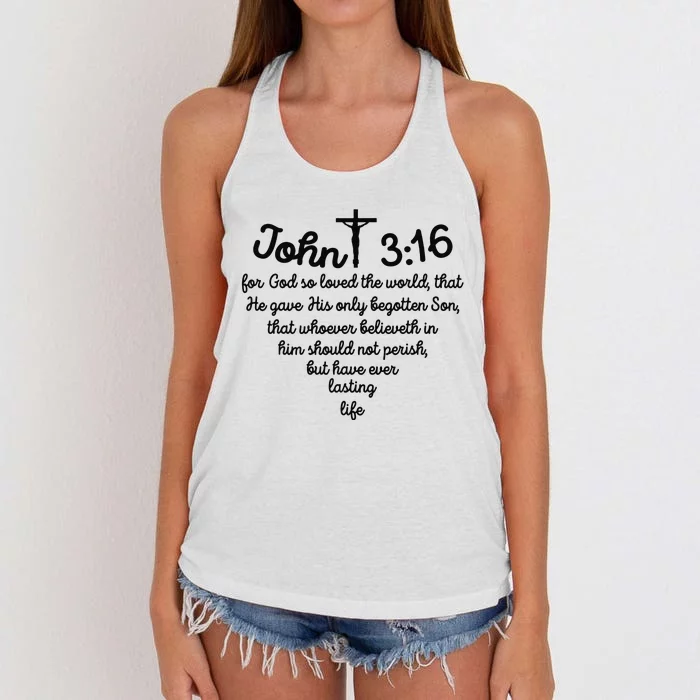 Christian John 316 For God So Loved The World Jesus Women's Knotted Racerback Tank