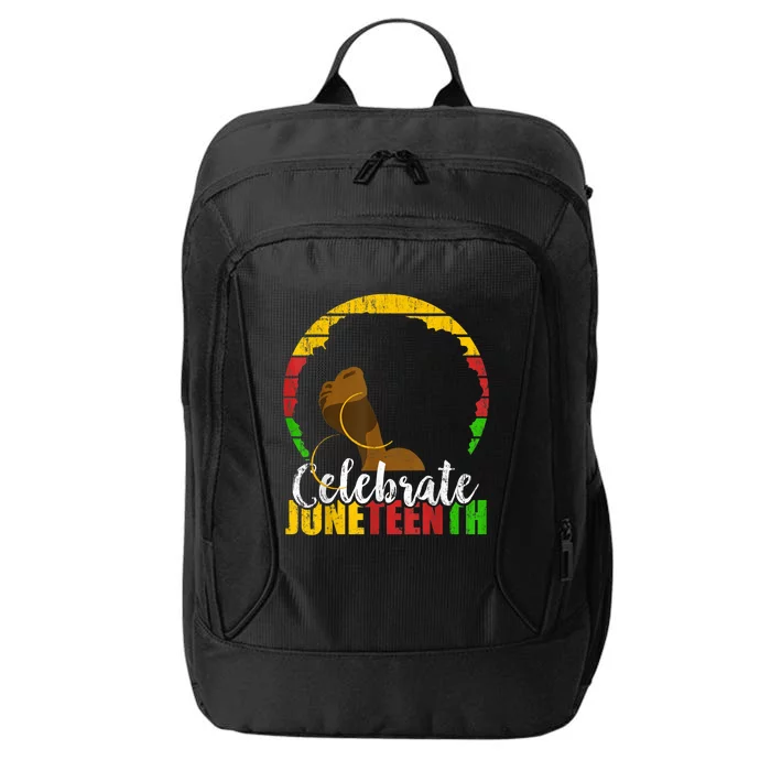 Celebrate Juneteenth Afro Woman Retro African Colors Gift City Backpack