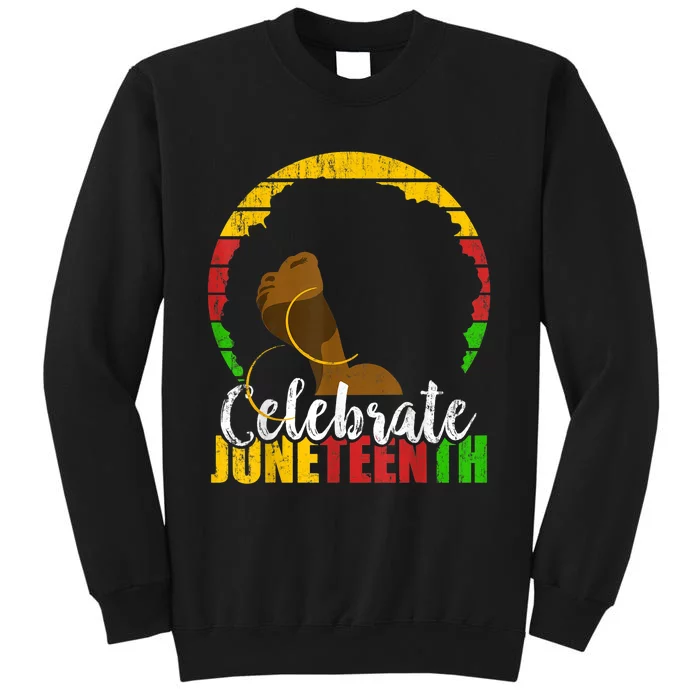 Celebrate Juneteenth Afro Woman Retro African Colors Gift Tall Sweatshirt