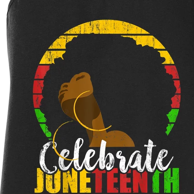 Celebrate Juneteenth Afro Woman Retro African Colors Gift Women's Racerback Tank