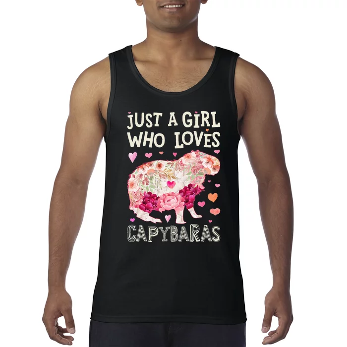 Capybara Just A  Who Loves Capybaras Flower  Floral Tank Top