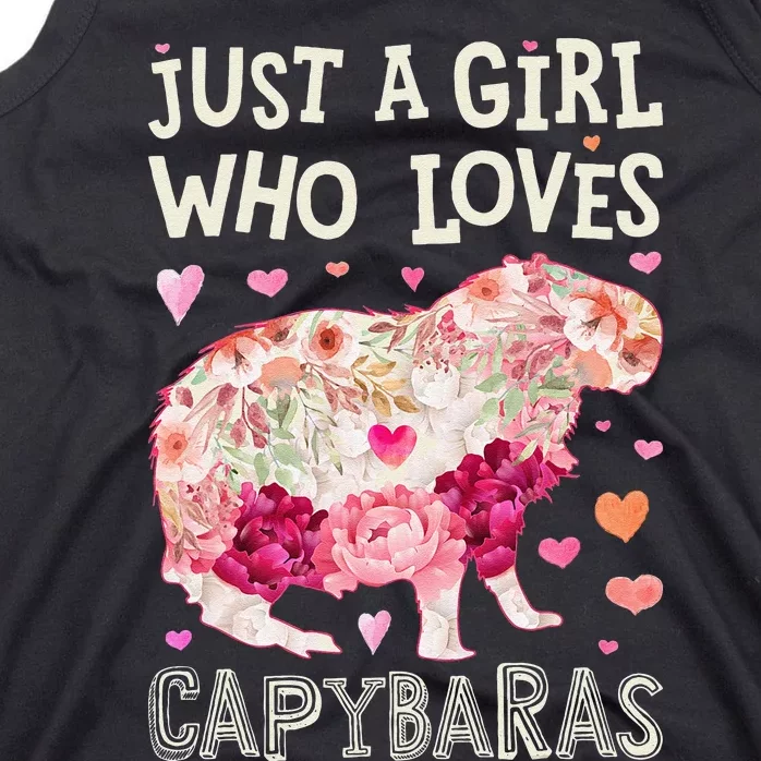 Capybara Just A  Who Loves Capybaras Flower  Floral Tank Top