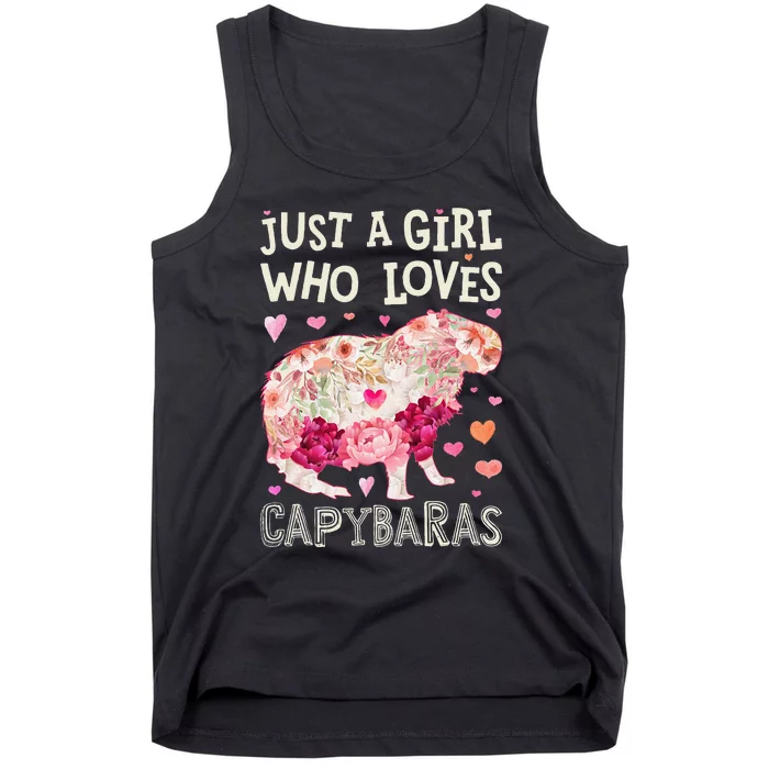 Capybara Just A  Who Loves Capybaras Flower  Floral Tank Top