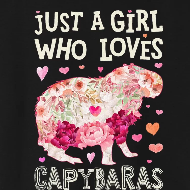 Capybara Just A  Who Loves Capybaras Flower  Floral Women's Crop Top Tee