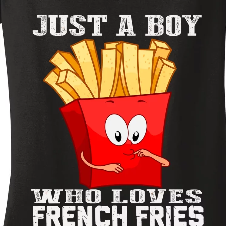 Cute Just A Boy Who Loves French Fries Women's V-Neck T-Shirt