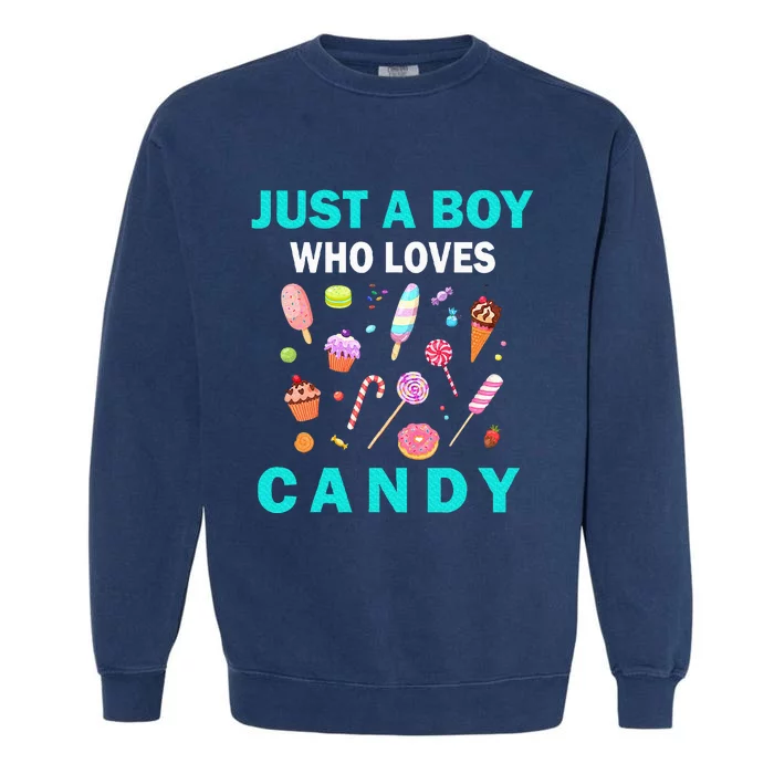 Cute Just A Boy Who Loves Candy Sweets Garment-Dyed Sweatshirt