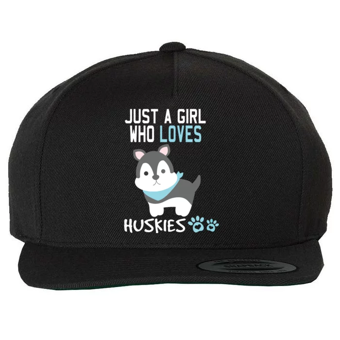 Cute Just A Girl Who Loves Huskies Dog Lover Gift Wool Snapback Cap