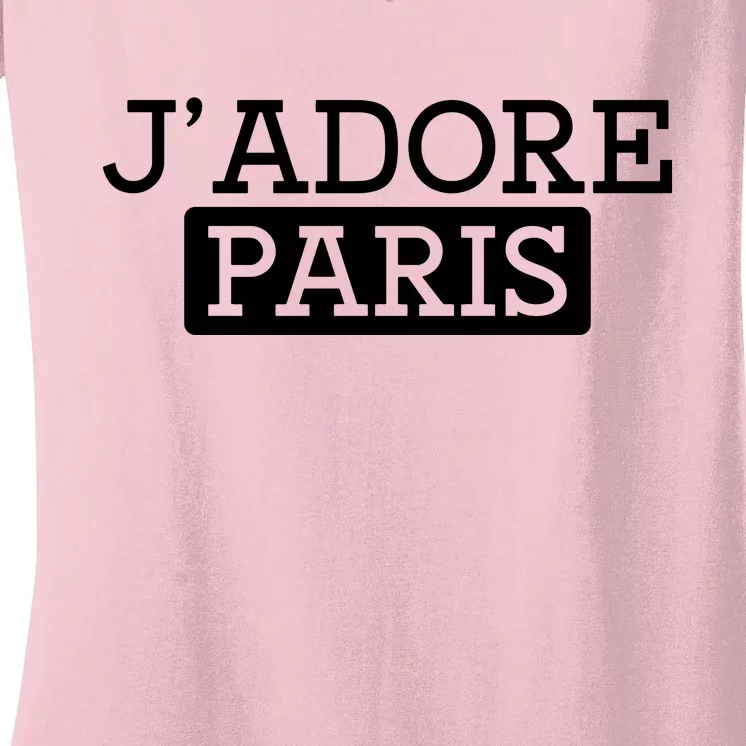 Cool J Adore Paris I Love Paris French Women's V-Neck T-Shirt