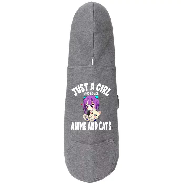 Cute Just A Who Loves Anime And Cats Lover For N Gift Doggie 3-End Fleece Hoodie