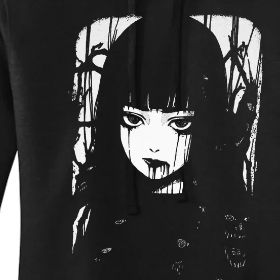 Creepy Japanese Anime Manga Horror Pastel Goth Grunge Women's Pullover Hoodie