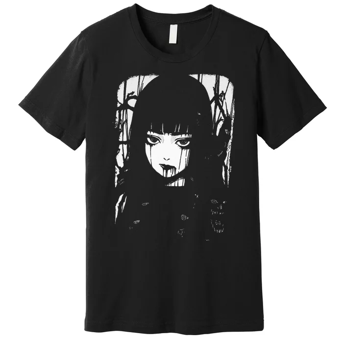 Creepy Japanese Anime Manga Horror Pastel Goth Grunge Premium T-Shirt