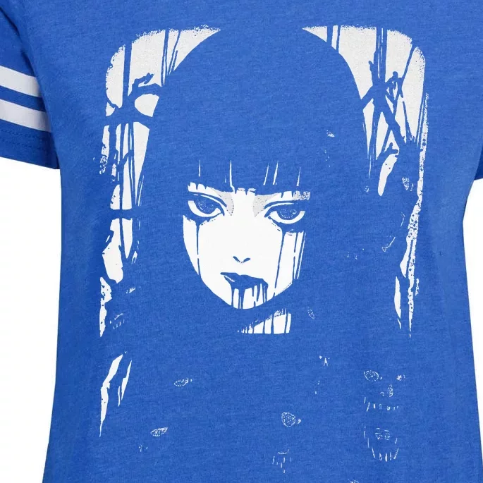 Creepy Japanese Anime Manga Horror Pastel Goth Grunge Enza Ladies Jersey Football T-Shirt