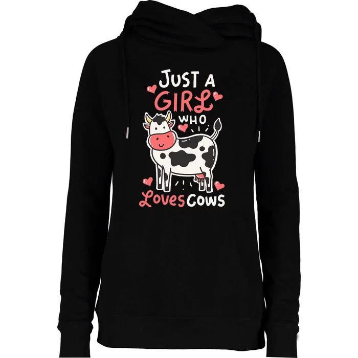 Cow Just A Who Loves Cows Farmer Butcher Milk Womens Funnel Neck Pullover Hood