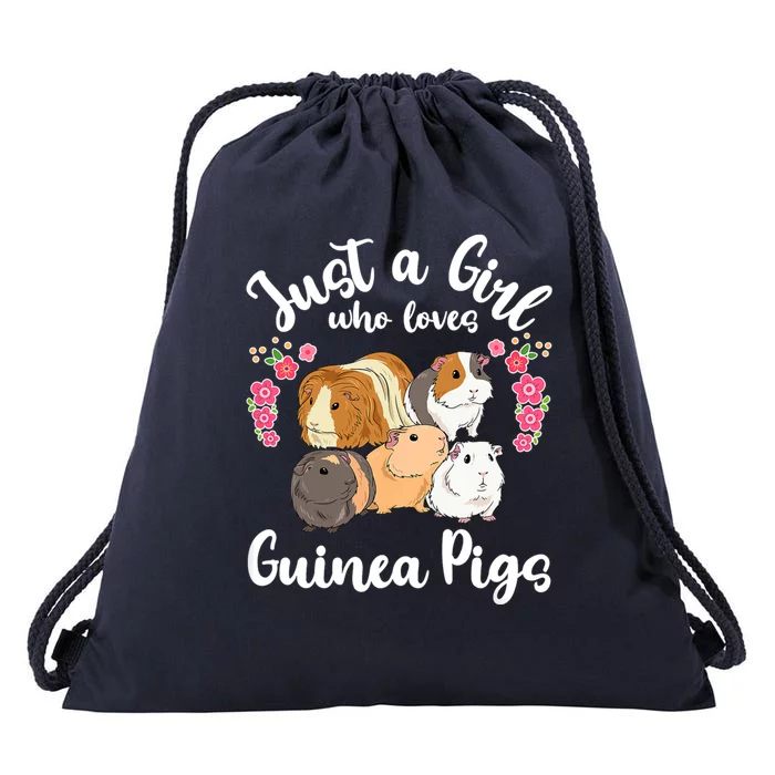 Guinea Pig Just A Giirl Who Loves Guinea Pigs Retro Drawstring Bag