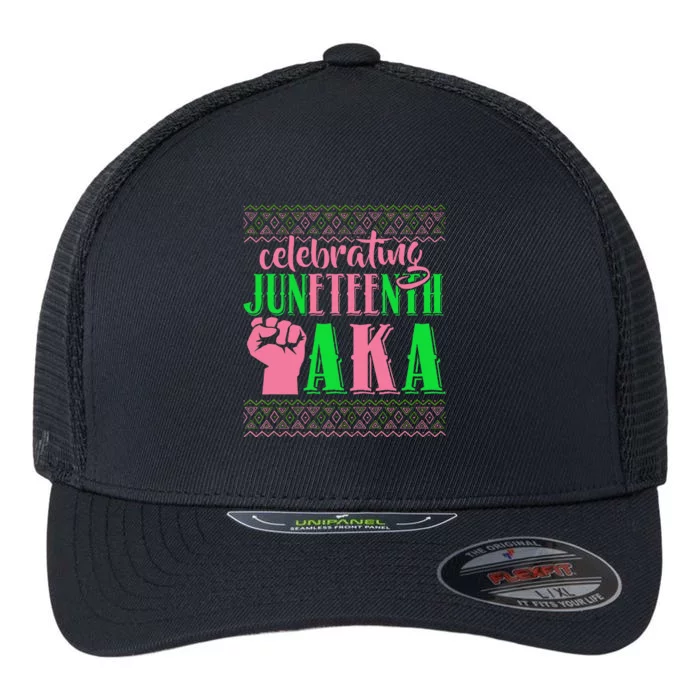 Celebrating Juneteenth AKA Fist Black History Flexfit Unipanel Trucker Cap