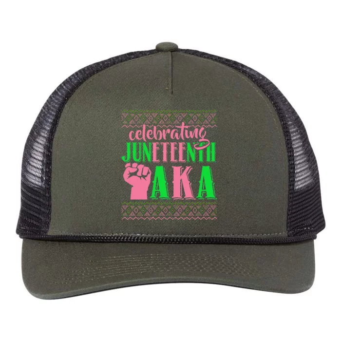 Celebrating Juneteenth AKA Fist Black History Retro Rope Trucker Hat Cap