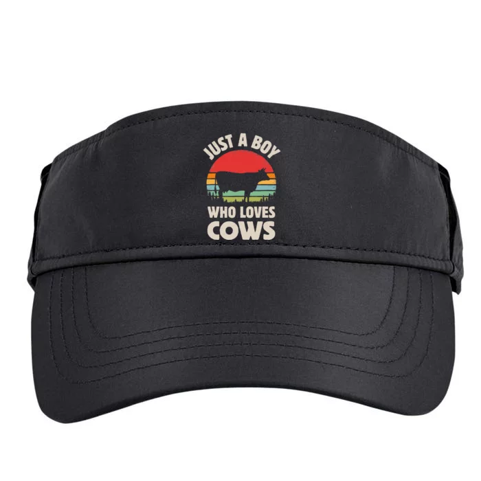 Cow Just A Who Loves Retro Farm Animal Farmer Sunset Adult Drive Performance Visor