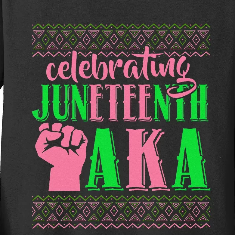 Celebrating Juneteenth AKA Fist Black History Kids Long Sleeve Shirt