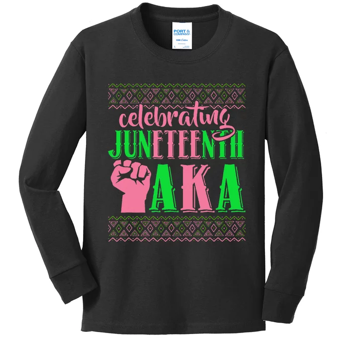 Celebrating Juneteenth AKA Fist Black History Kids Long Sleeve Shirt