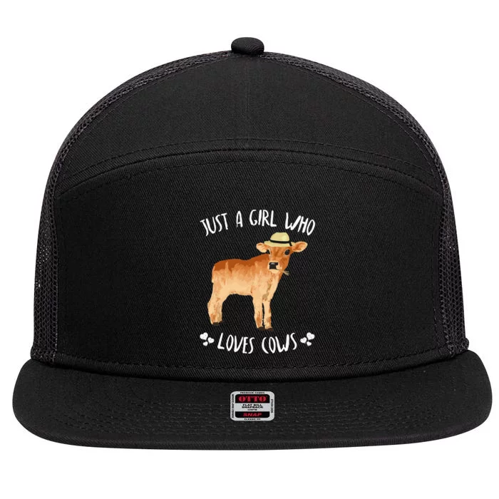 Cute Just A Who Loves Cows animal 7 Panel Mesh Trucker Snapback Hat