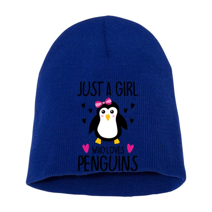 Cute Just A Who Loves Penguins Trendy Penguin Gift Short Acrylic Beanie